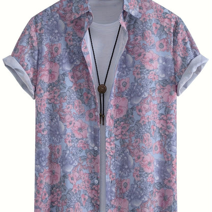 Men's Short-Sleeve Casual Shirt with Shell Motif – Modern Resort Shirt for Beach & Vacation