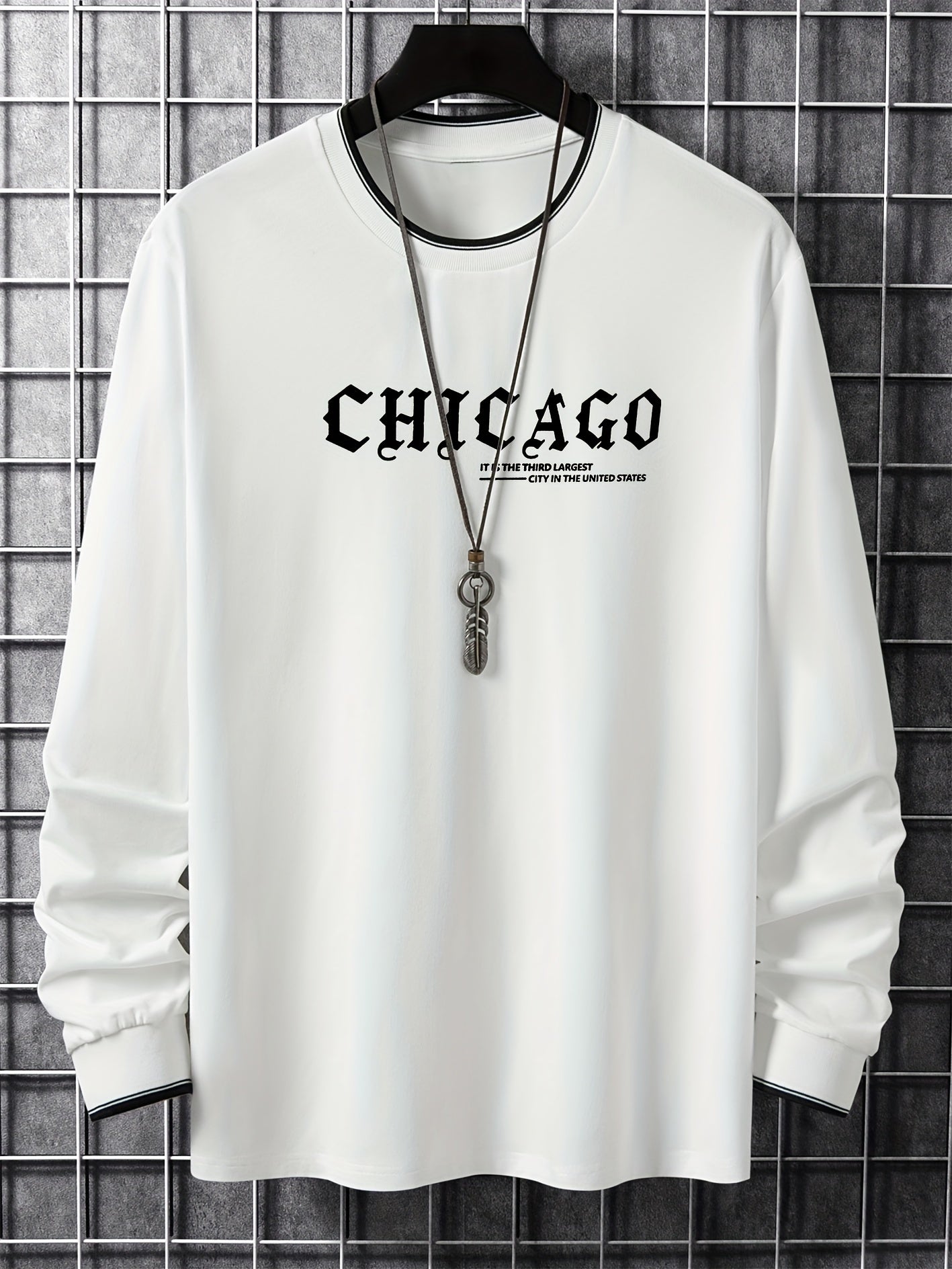 Herren Langarmshirt "Chicago" mit Rundhalsausschnitt und Rippbündchen