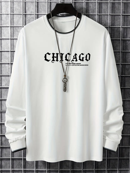 Herren Langarmshirt "Chicago" mit Rundhalsausschnitt und Rippbündchen