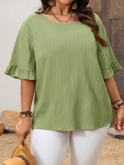 Women's Elegant Blouse with Ruffle Hem and Loose Fit – Perfect for Everyday and Office