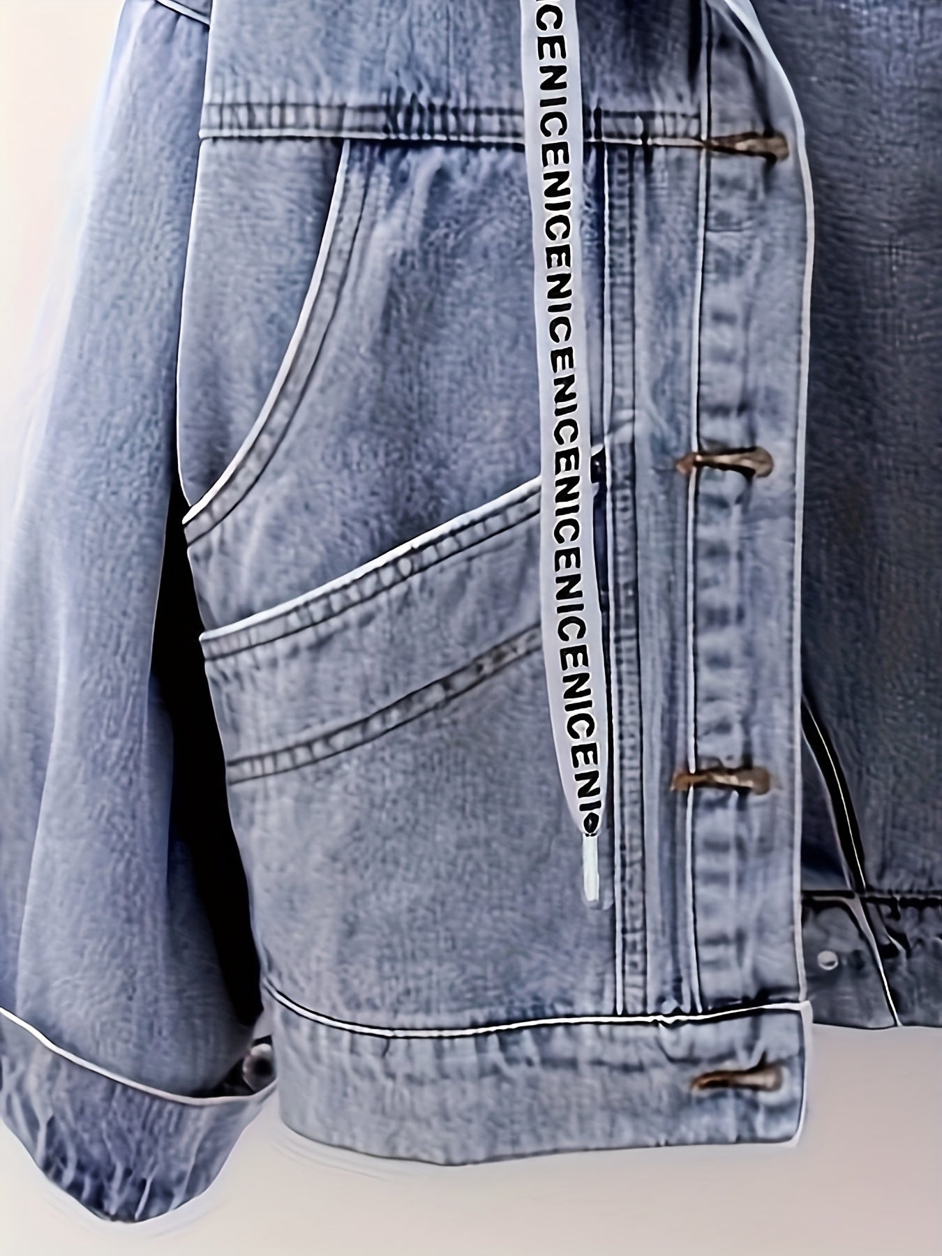 Jeansjacke Damen mit Kapuze und Knöpfen, Hellblau