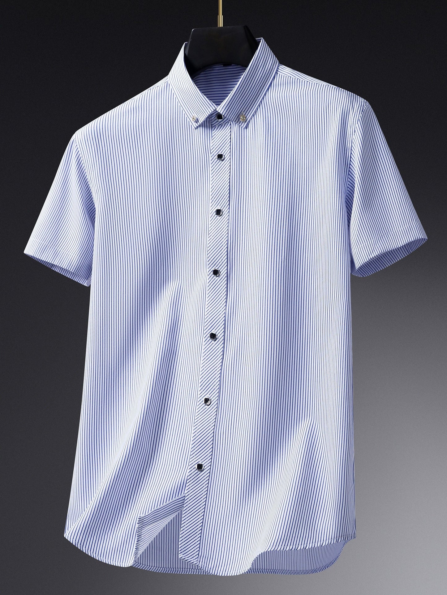 Men's Business Short-Sleeve Shirt with Pinstripes – Modern Design for Office and Leisure
