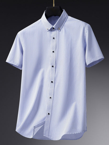 Men's Business Short-Sleeve Shirt with Pinstripes – Modern Design for Office and Leisure