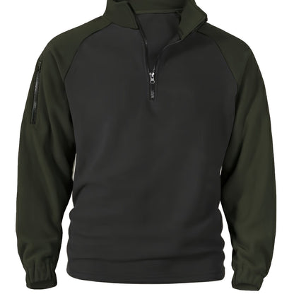 Men's half-zip pullover with fleece look and raglan sleeves