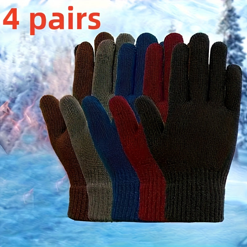 Unisex knitted gloves with ribbed cuffs, winter set