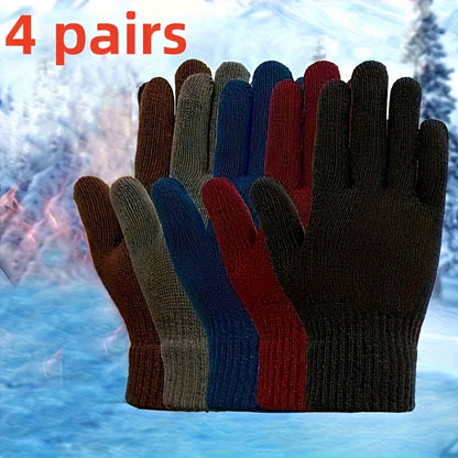 Unisex knitted gloves with ribbed cuffs, winter set