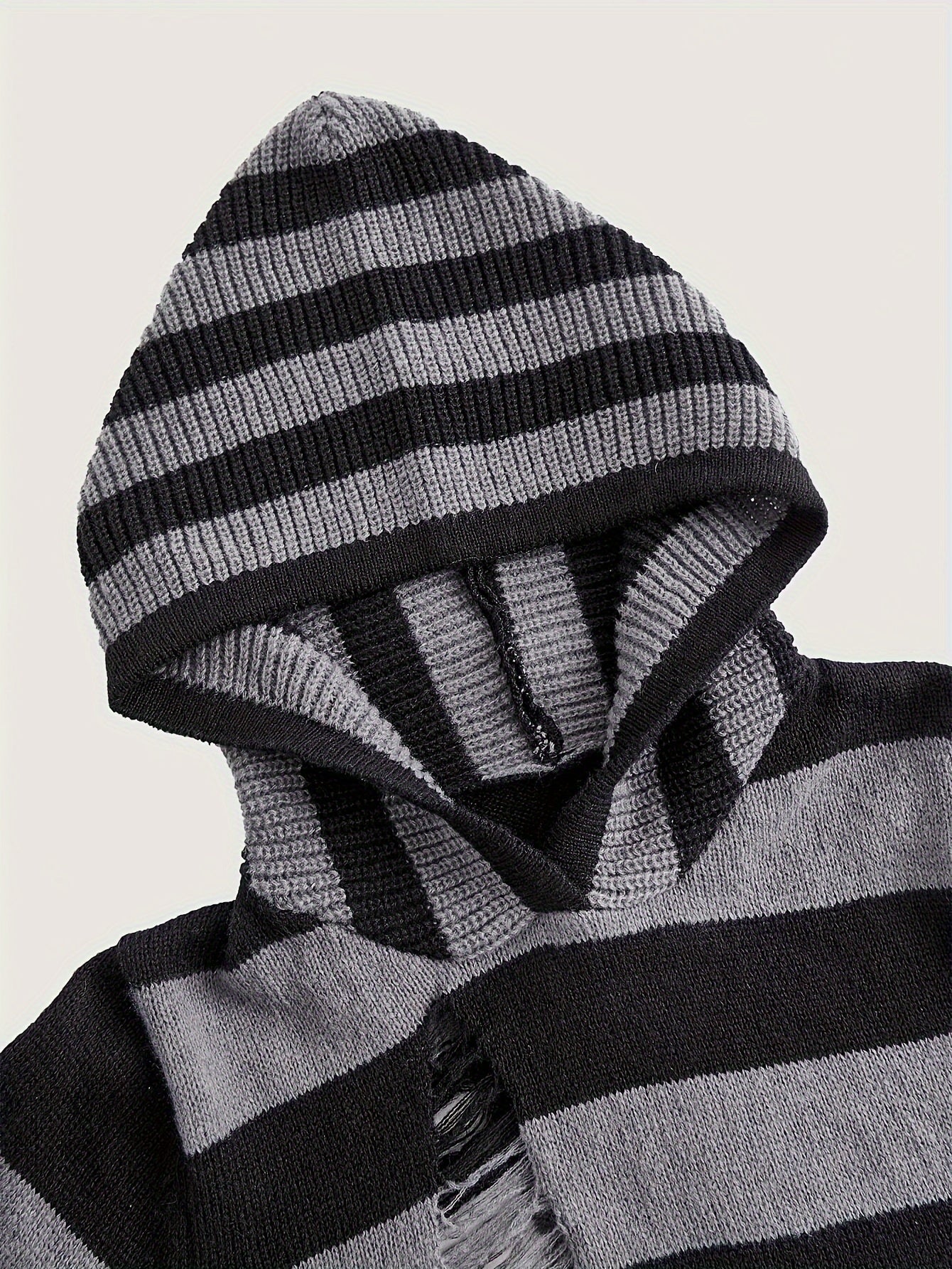 Gestreiftes Crop Top Hoodie mit Kapuze und weiten Ärmeln
