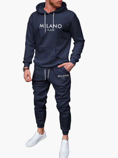 Men's Milano Italy Tracksuit Set – Hoodie & Jogging Pants for Leisure and Sports