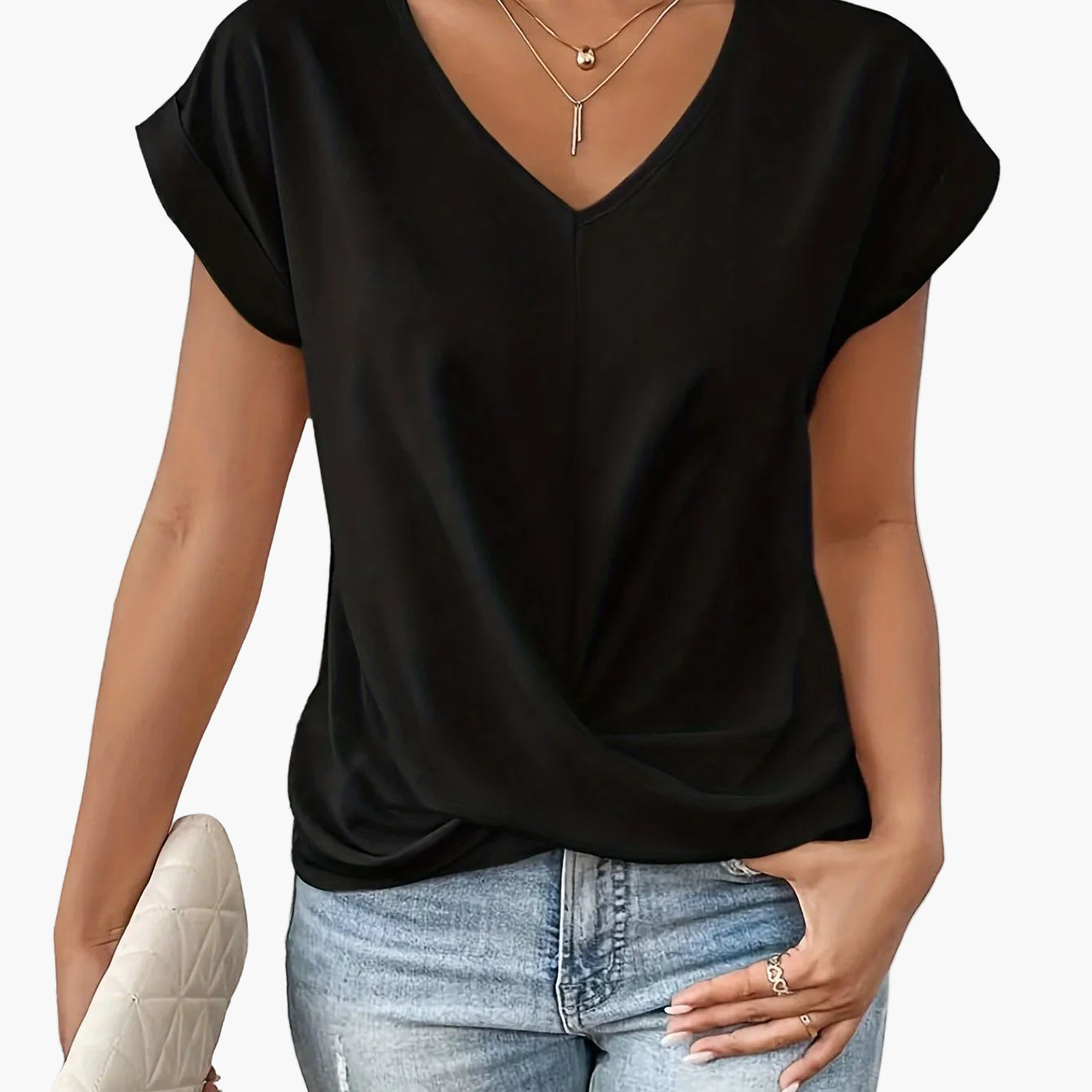 Women's Elegant Wrap Blouse with V-Neck for Everyday and Office