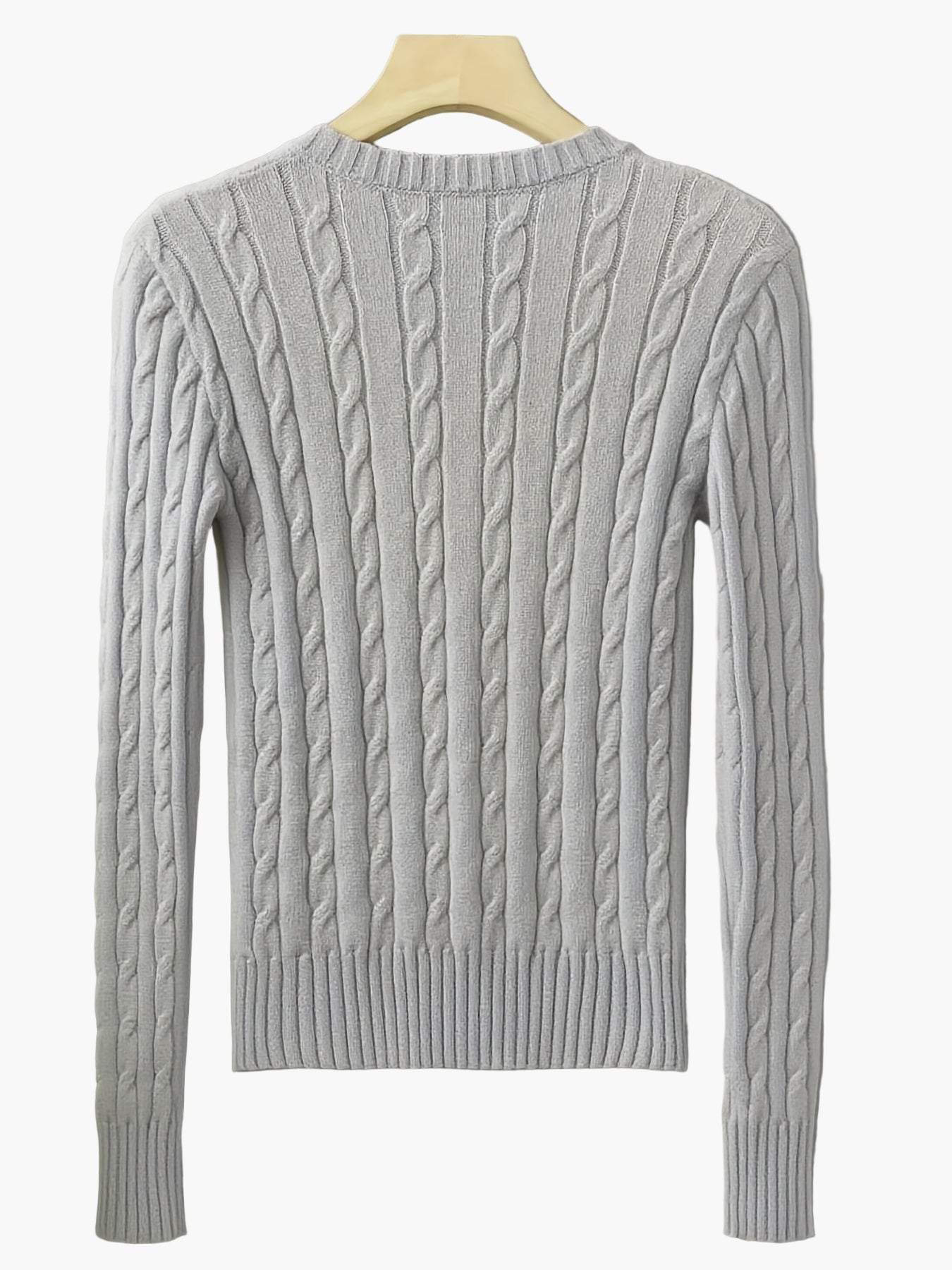 Women's knitted sweater with cable pattern and V-neck – fashionable casual sweater for everyday and office use