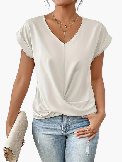 Women's Shirt with V-Neck and Pleat Detail – Everyday & Leisure, Fashionable and Comfortable
