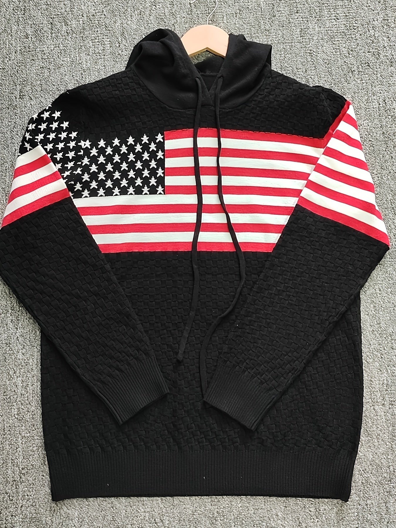 Herren Strick Hoodie Grau Melange mit Kapuze