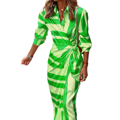 Trevor – Gestreiftes Kleid mit Schnürung im europäischen und amerikanischen Stil