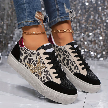 Damen Sneaker im Casual Stil mit Glitzerstern – Modische Freizeitschuhe für Alltag und Streetwear