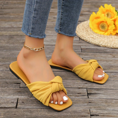 Women's Slip-On Sandals with Knot Detail – Fashionable Summer Shoes for Leisure and Everyday Wear