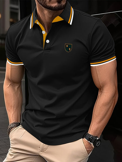 Men's Casual Style Polo Shirt with Contrast Collar – Short Sleeve, Summer, Leisure
