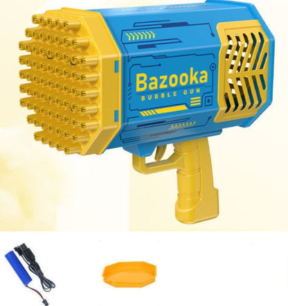 Kids Bazooka Bubble Gun – Electric Soap Bubble Pistol with 69 Nozzles, Rechargeable, for Boys and Girls, Outdoor Toy