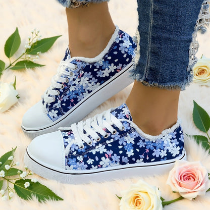 Damen Sneaker Freizeitmode mit Blumenmuster – Bequeme Alltagsschuhe für stilbewusste Frauen