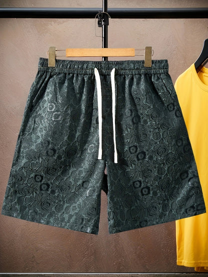 Men's jacquard shorts with floral pattern for casual and street style