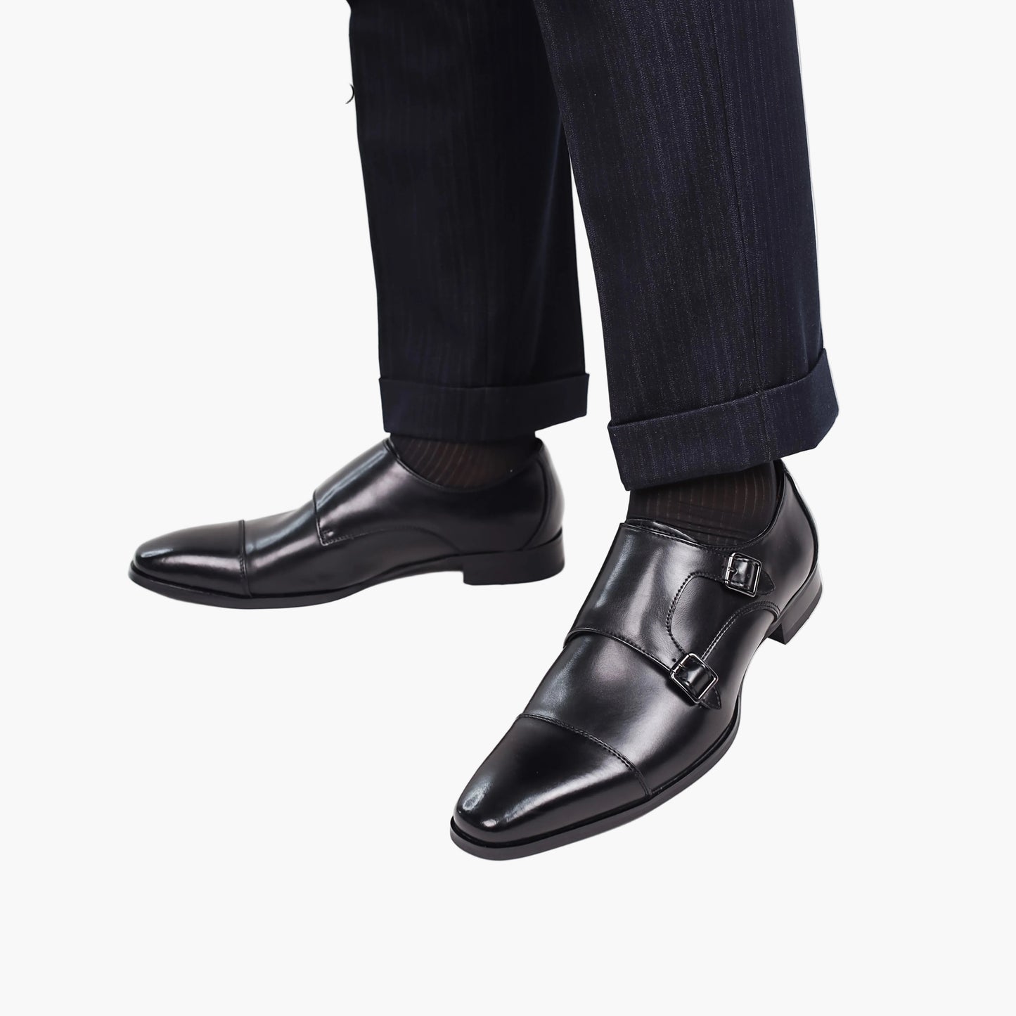 Men's Double Buckle Business Loafers – Elegant Dress Shoes for Everyday & Office Use
