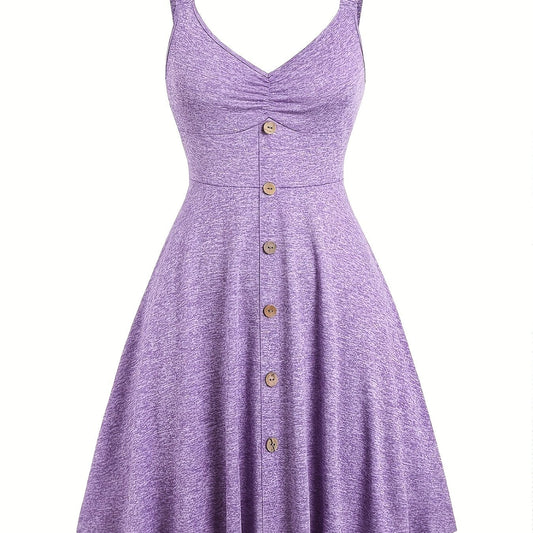Damen Sommerkleid Elegant mit Knopfleiste und Trägern – Freizeit & Alltag