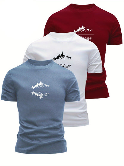 Men's T-Shirt with Mountain Landscape Print – Modern Casual Shirt for Outdoor and Everyday Use