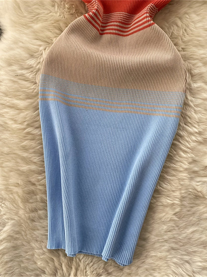 Women's Bodycon Streetwear Dress with Graphic Print and Colorblock Design for Casual & Festival