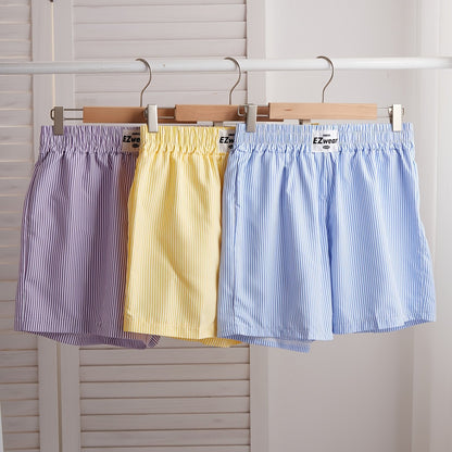 Damen Pyjama-Shorts im Streifen-Design für entspannte Sommernächte, 3er-Pack, Freizeit-Loungewear