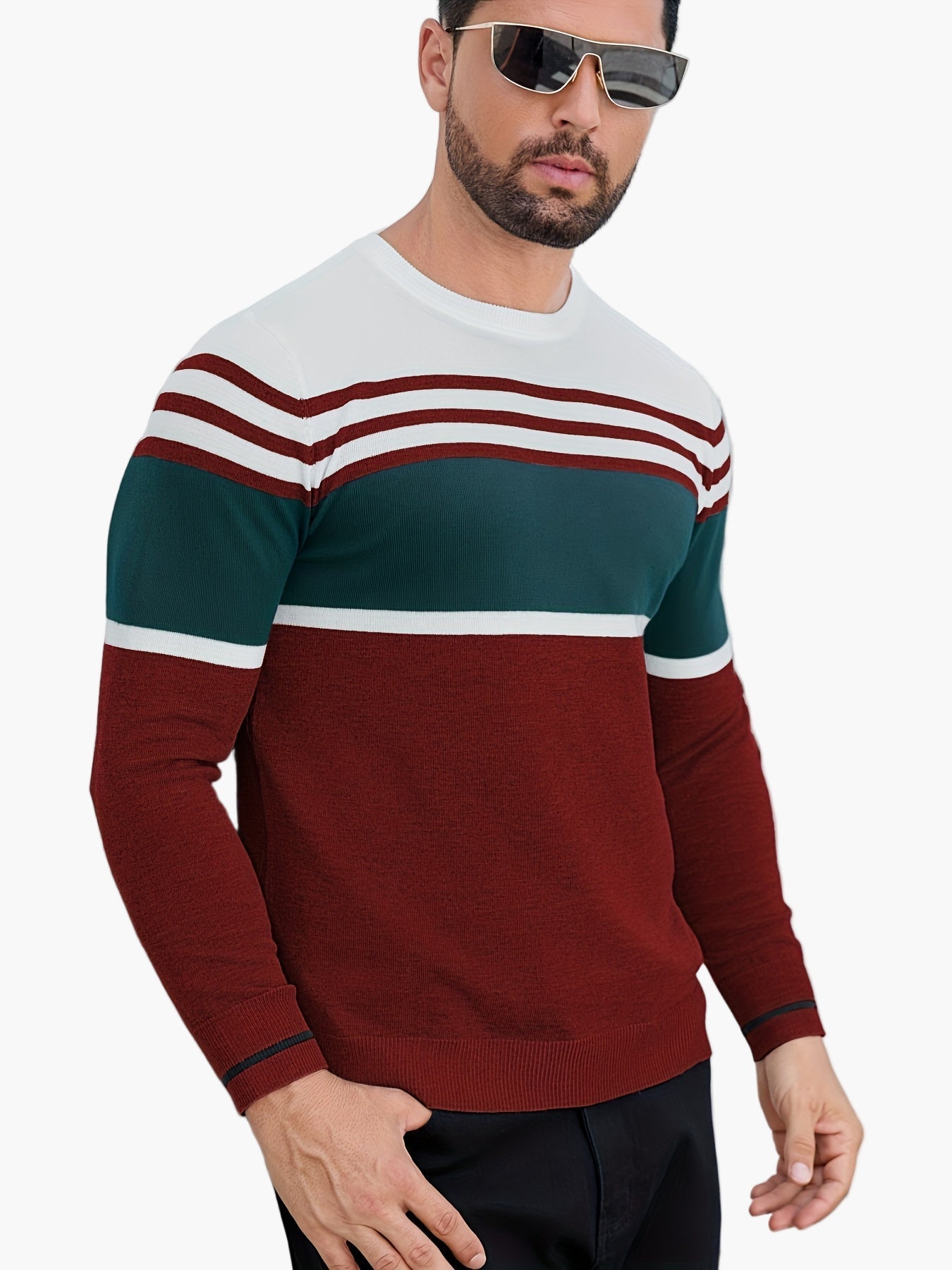 Herren Pullover mit Streifenmuster – Moderner Freizeitpullover für Alltag und Büro