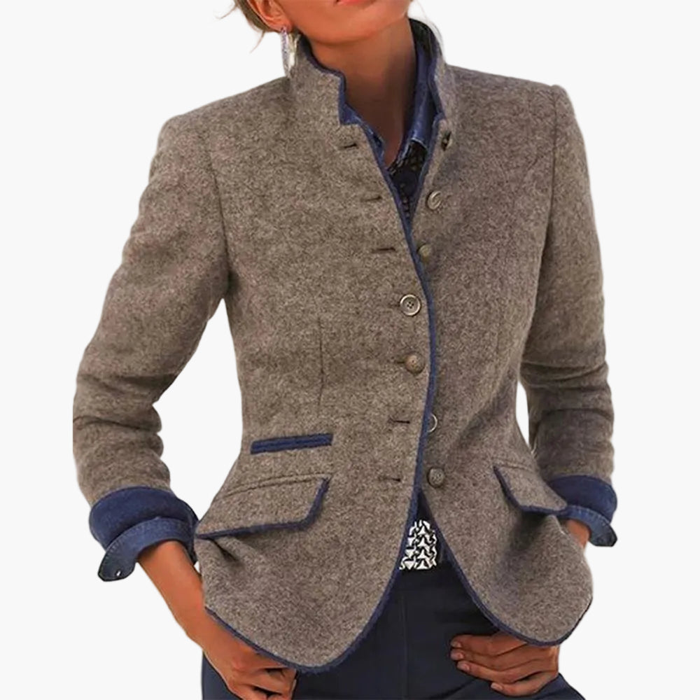 Damen Business-Blazer mit tailliertem Schnitt und Stehkragen – Eleganter Alltags- und Büro-Look