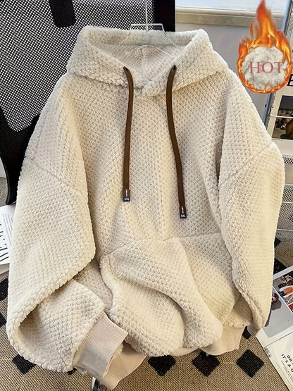 Unisex Flauschiger Hoodie mit Kapuze und Kängurutasche