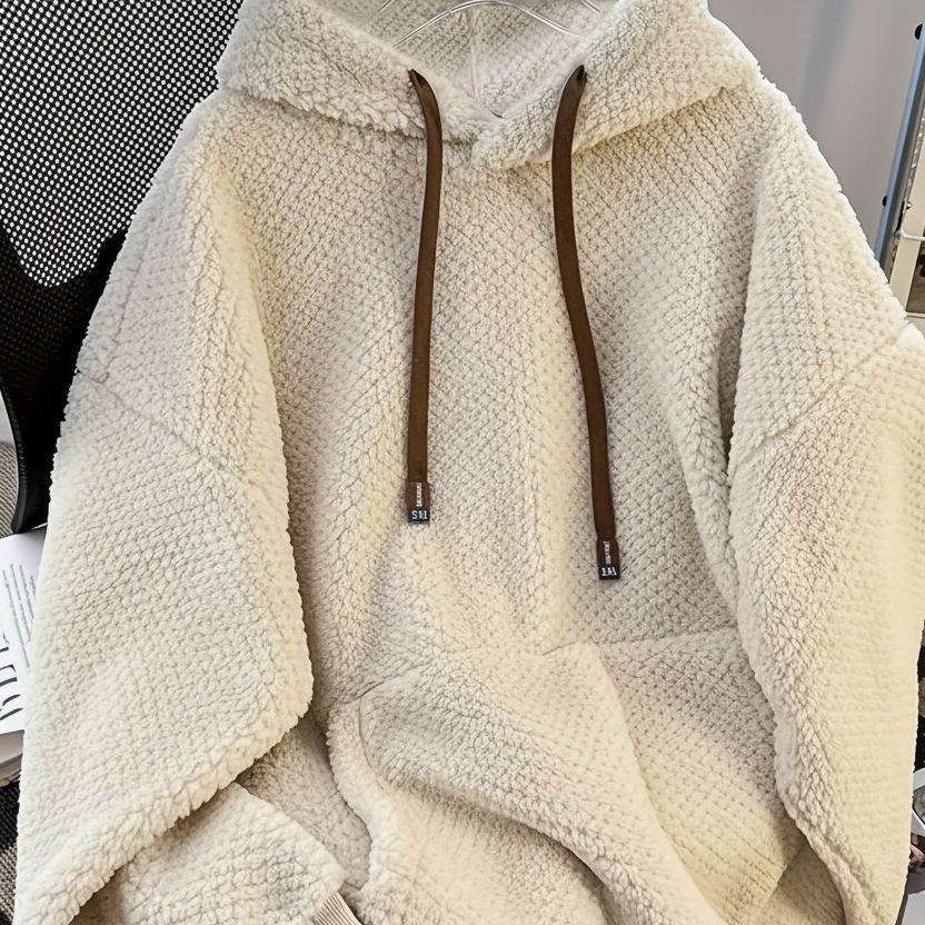 Unisex Flauschiger Hoodie mit Kapuze und Kängurutasche