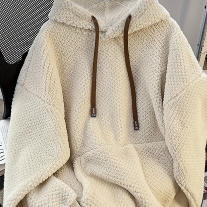 Unisex Flauschiger Hoodie mit Kapuze und Kängurutasche