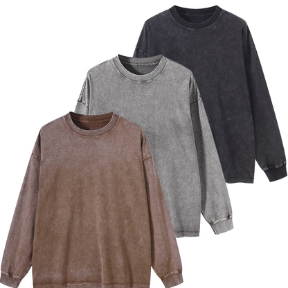 Unisex long-sleeve shirt in a washed look, crew-neck vintage sweatshirt