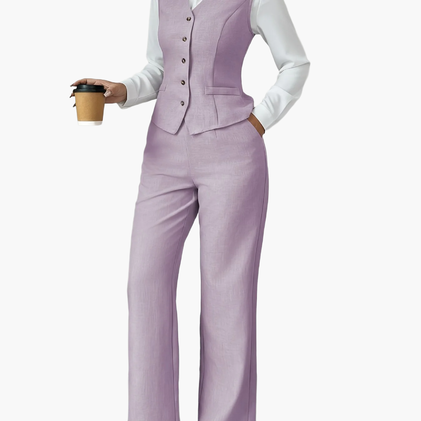 Women's Business Suit Set Elegant Two-Piece with Vest and Pants Office Outfit
