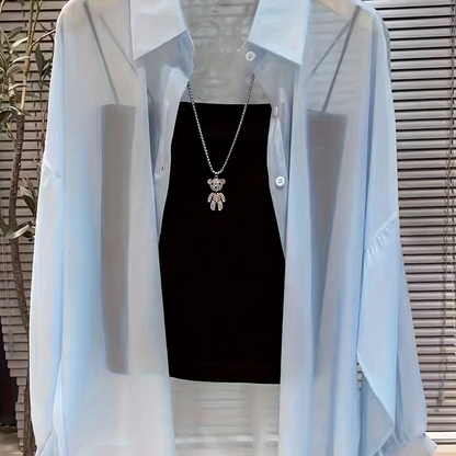 Women's Two-Piece Set – Elegant Shirt and Bandeau Top for a Modern Layered Look