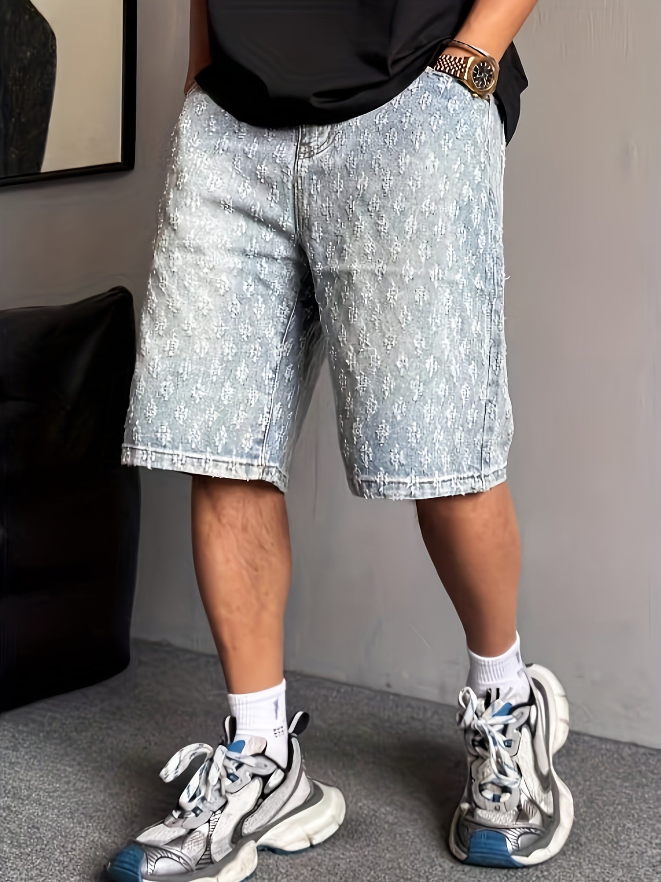 Men's Street Style Bermuda Shorts with Floral Pattern – Casual Leisure Shorts