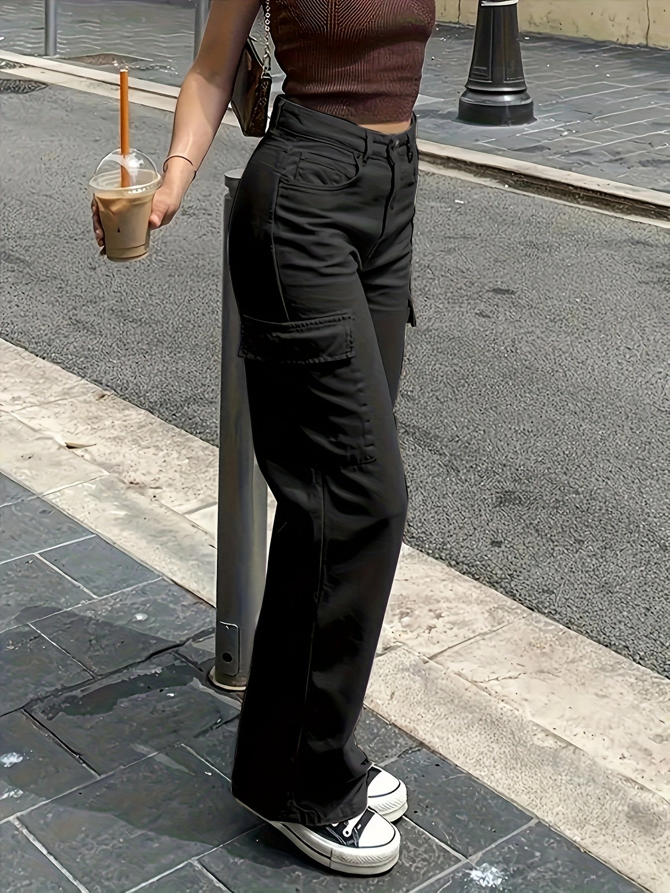 Women's Cargo Pants in Casual Style with Straight Leg and Side Pockets – Perfect for Everyday & Vacation
