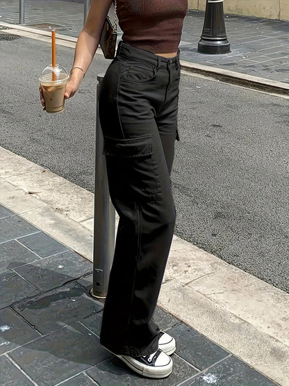 Women's Cargo Pants in Casual Style with Straight Leg and Side Pockets – Perfect for Everyday & Vacation