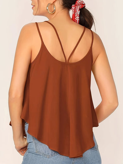 Damen Sommer Spaghettiträger Top mit lockerer Passform und modernem Design – Ideal für Freizeit und Alltag