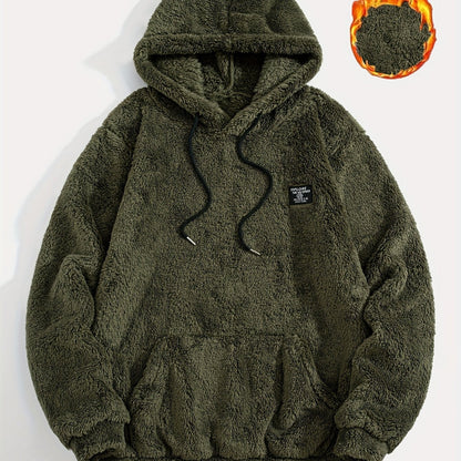 Unisex teddy fleece hoodie with a kangaroo pocket and hood