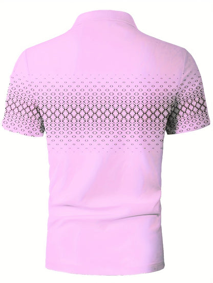 Herren Polo-Shirt mit geometrischem Muster – Modischer Freizeit-Look für Alltag und Sommer