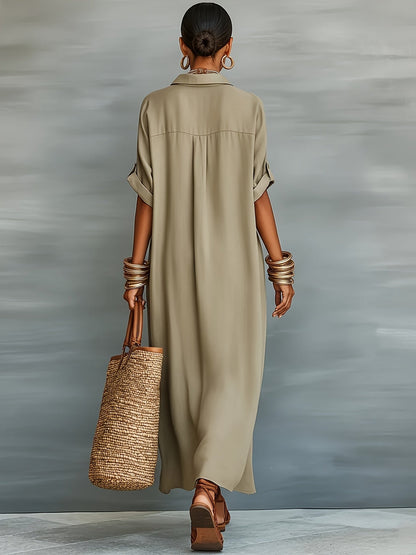 Women's Maxi Shirt Dress in Casual Boho Style for Vacation and Summer