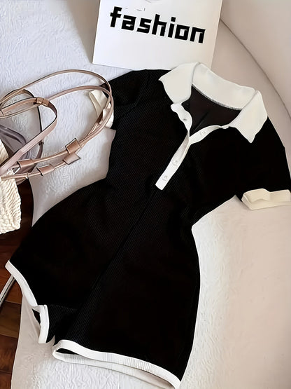 Damen Poloshirt Overall – Eleganter Sommer Jumpsuit mit Knopfleiste und Kurzarm