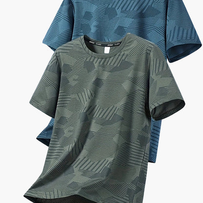 Herren Freizeit T-Shirt Set – Atmungsaktive Sommer Oberteile im tropischen Stil, ideal für Alltag und Sport