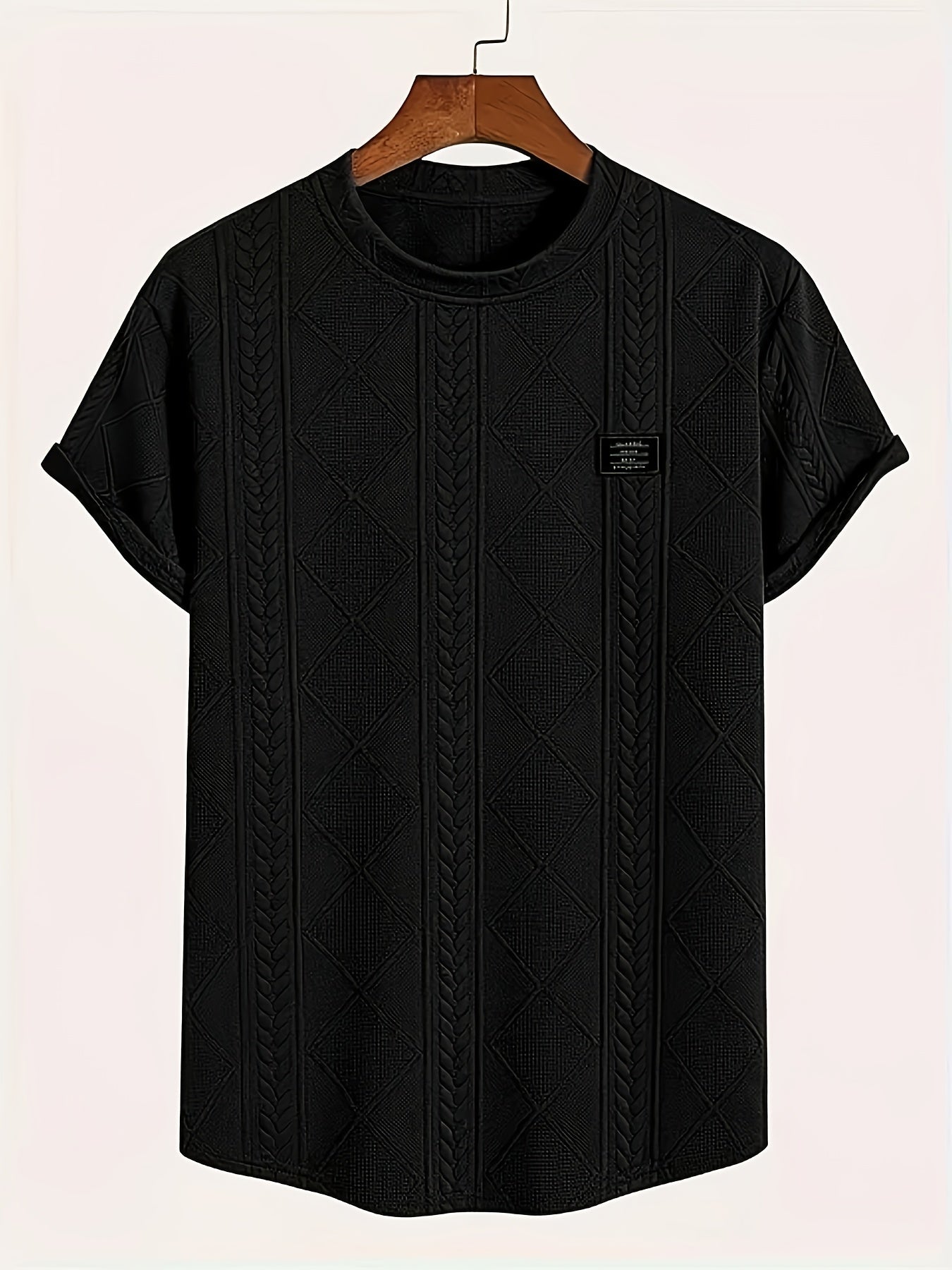 Men's T-shirt with knit pattern look, short sleeves, casual style, ideal for everyday wear and leisure