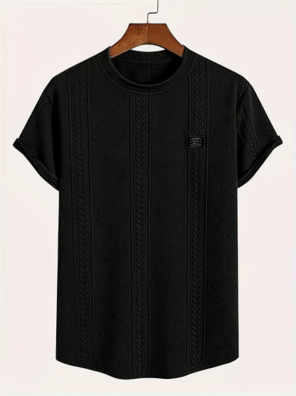 Men's T-shirt with knit pattern look, short sleeves, casual style, ideal for everyday wear and leisure