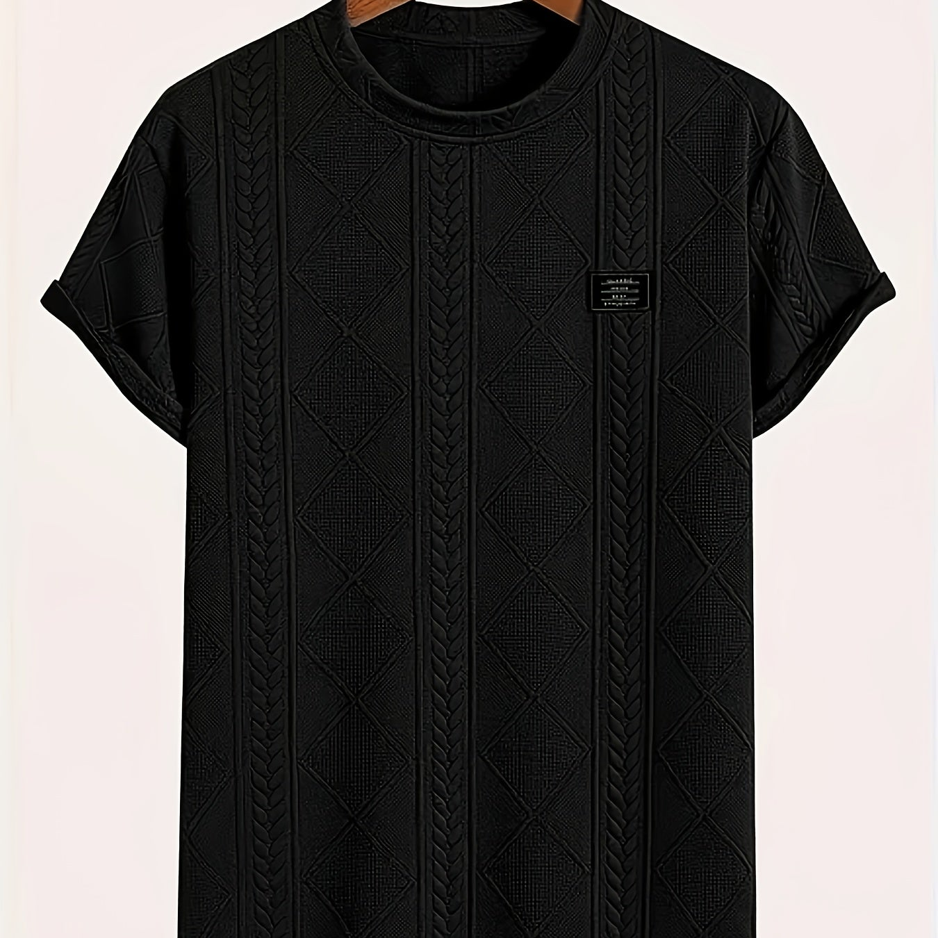 Men's T-shirt with knit pattern look, short sleeves, casual style, ideal for everyday wear and leisure