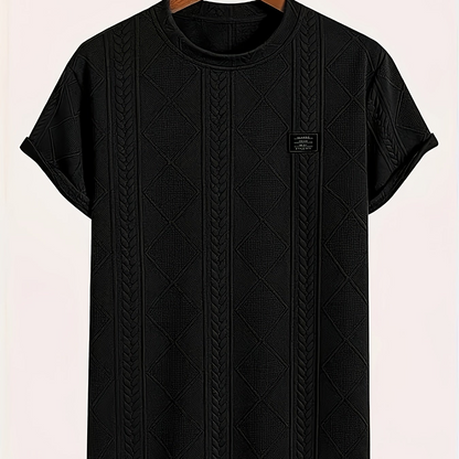 Men's T-shirt with knit pattern look, short sleeves, casual style, ideal for everyday wear and leisure