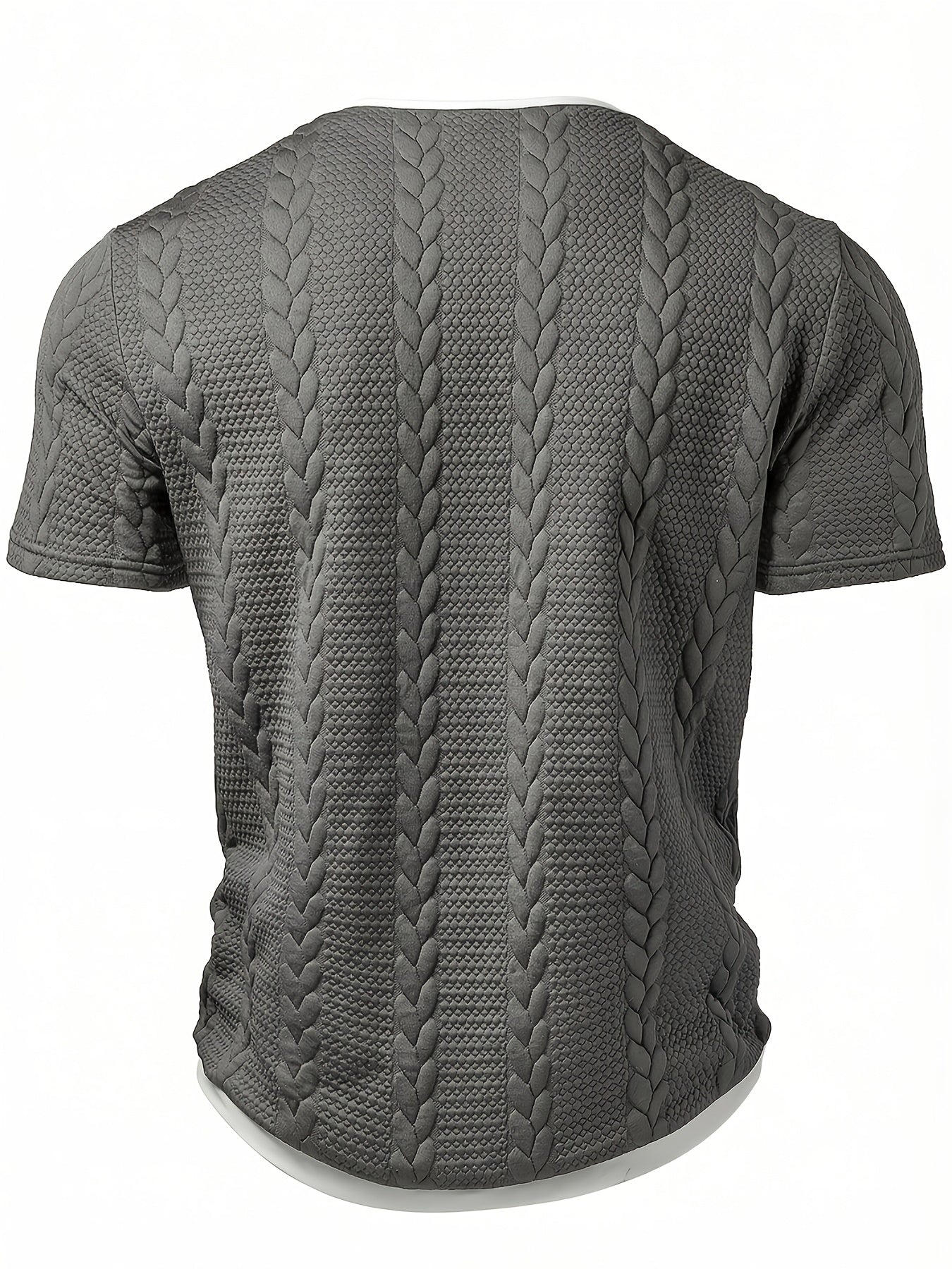 Men's Short-Sleeve Knit T-Shirt with Cable Pattern – Fashionable Casual Shirt for Summer & Everyday Wear